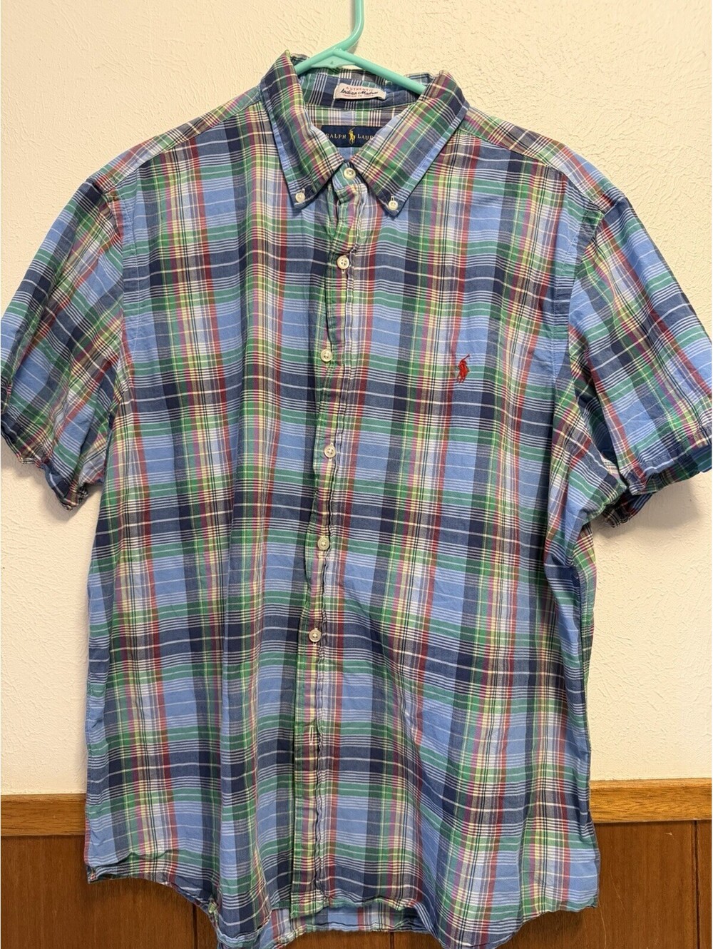 Polo Ralph Lauren Men's XL Pink Plaid Shirt Short Sleeve, Classic Fit, Button-Up